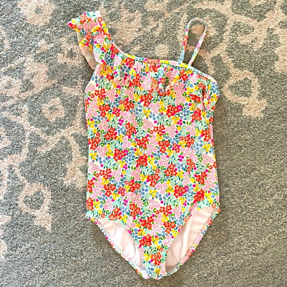 GAP Swim Mini Boden Kids Floral Onepieceone Shoulder Swimsuit